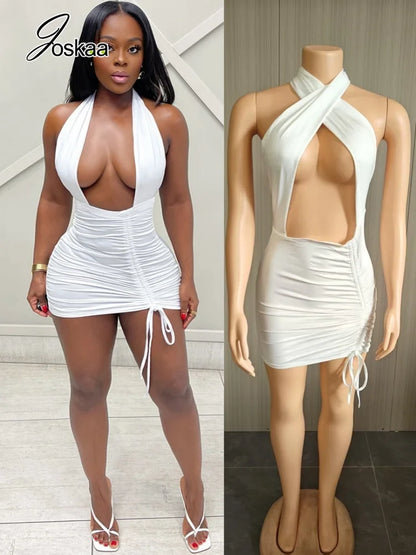 Women's Backless Cutout Halter Mini Dress – Women's Fashion Wholesale – Front View