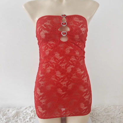 Women's Lace Cutout Strapless Two Piece Set