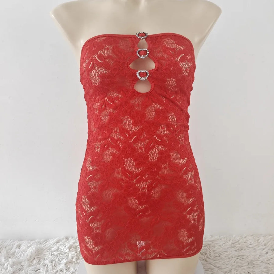 Women's Lace Cutout Strapless Two Piece Set