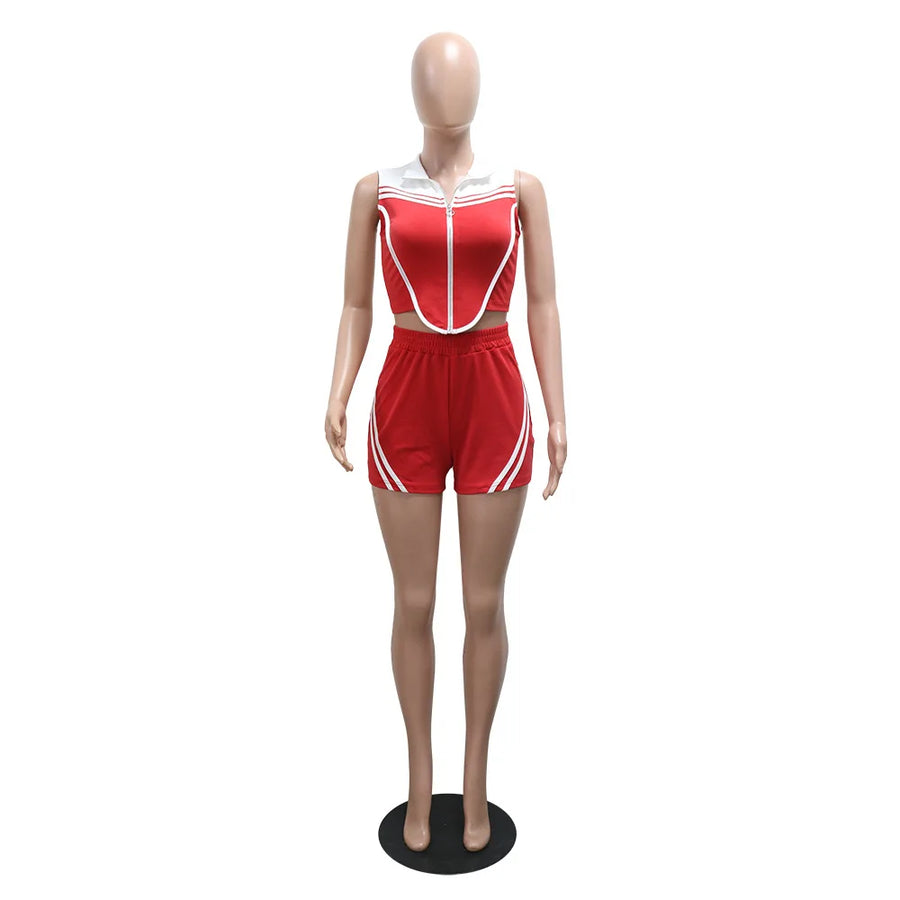 Wholesale Women's Sleeveless Zip Two Piece Set