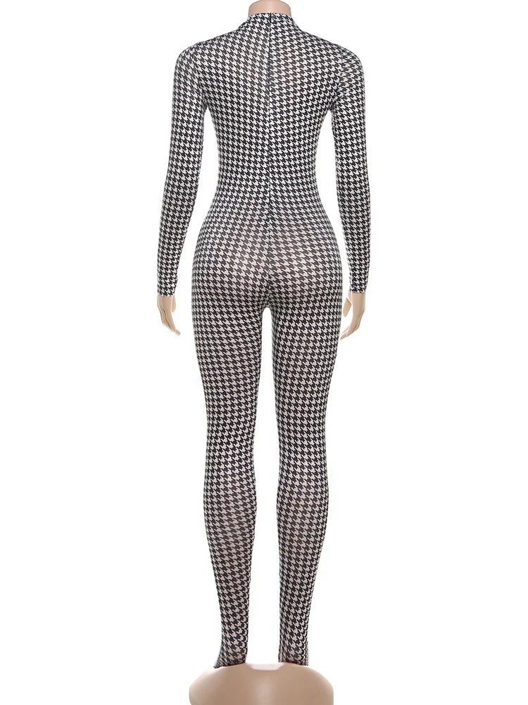 Joskaa Long Sleeve Bodycon Romper Foot Hipster Printed - romper image 4