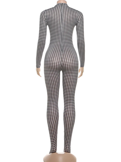 Joskaa Long Sleeve Bodycon Romper Foot Hipster Printed - romper image 4