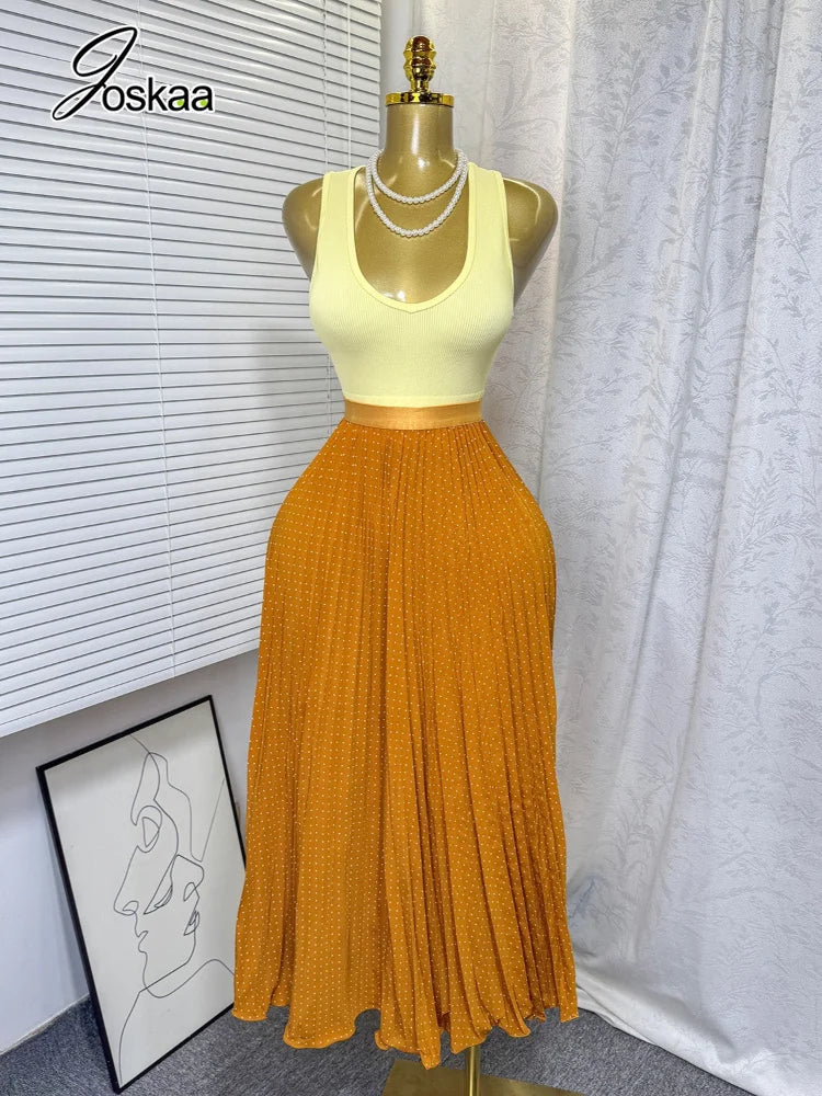 Women's Crop High Waist Pleated Two Piece Set – Women's Fashion Wholesale – Front View