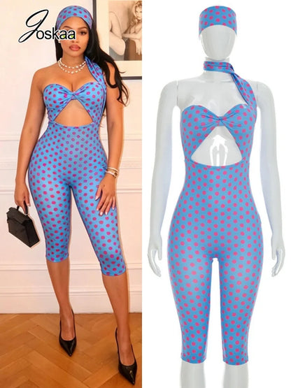 Women's Polka Dot Backless Cutout Romper – Women's Fashion Wholesale – Front View