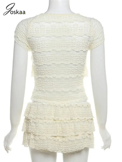 Women's Tierred Apricot Ruffles Two Piece Set Apricot – Detail View