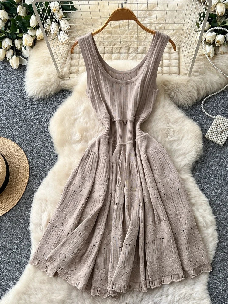 Women's Knit Cutout Sleeveless Ribbed Dress