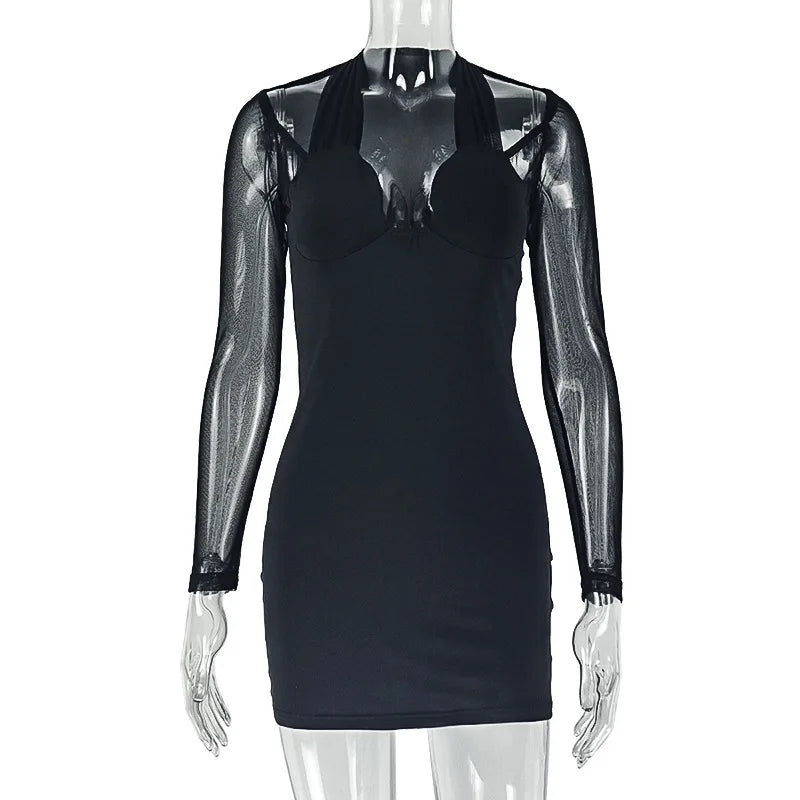 Joskaa Mesh Long Sleeve Bodycon Mini Dress - mini dress image 5