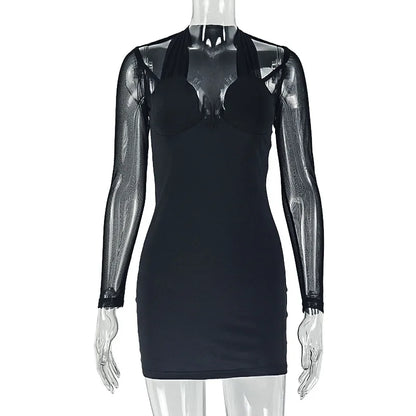 Joskaa Mesh Long Sleeve Bodycon Mini Dress - mini dress image 5