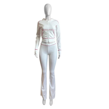 Women's Long Sleeve Flare Hooded Two Piece Set