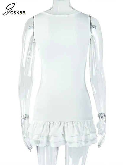 Women's Sleeveless Bodycon Mini Bikini Set White – Detail View