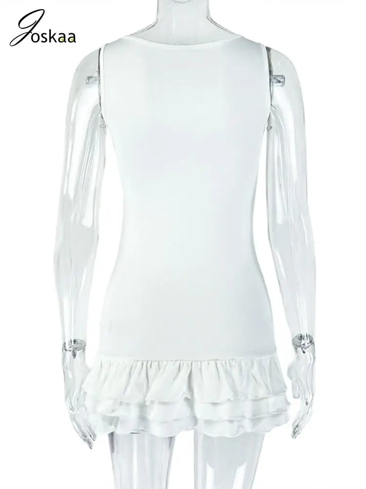 Women's Sleeveless Bodycon Mini Bikini Set White – Detail View
