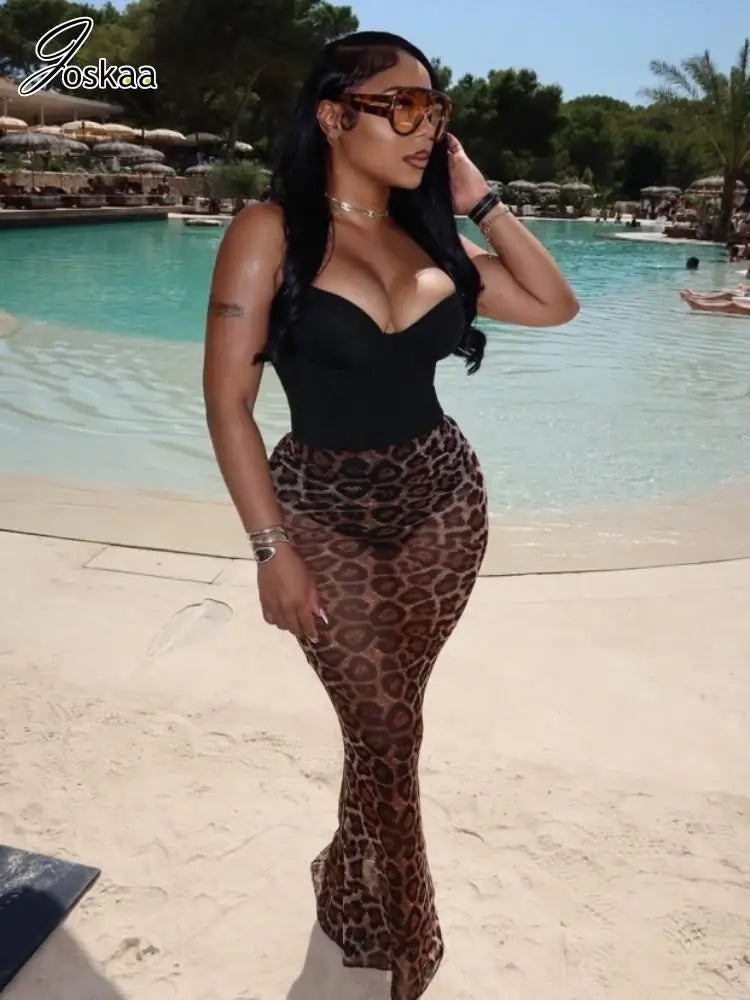 Women's Leopard Print Two Piece Black Bikini Set – Women's Fashion Wholesale – Front View