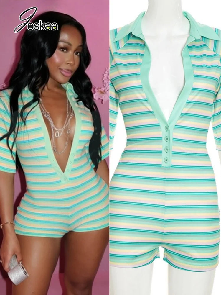 Women's Striped Bodycon Romper - Women's Fashion Wholesale - Front View