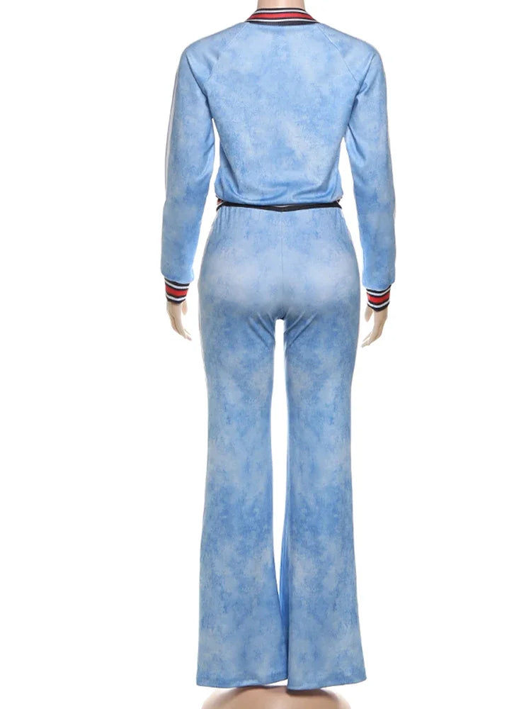 Joskaa Stripe Long Sleeve Flare Two Piece Set - two piece set image 4