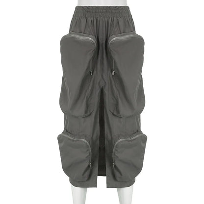 Women's High Waist Zip Harajuku Cargo Skirt