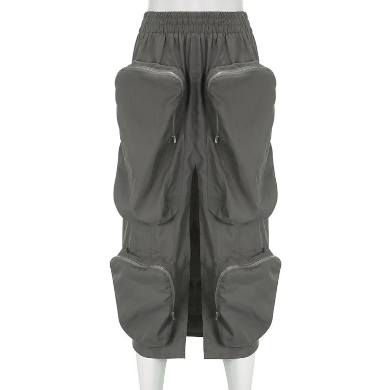 Women's High Waist Zip Harajuku Cargo Skirt