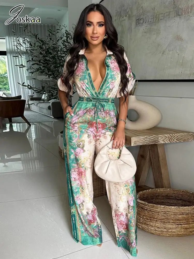 Women's Floral Print Short Sleeve Flare Romper – Women's Fashion Wholesale – Front View
