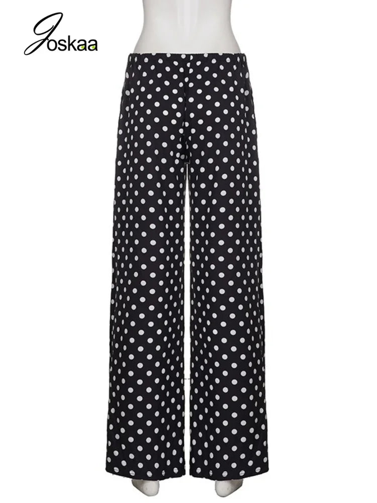 Wholesale Women's Polka Dot Beach Vacation Pants Black – Detail View