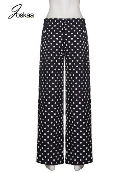 Wholesale Women's Polka Dot Beach Vacation Pants Black – Detail View