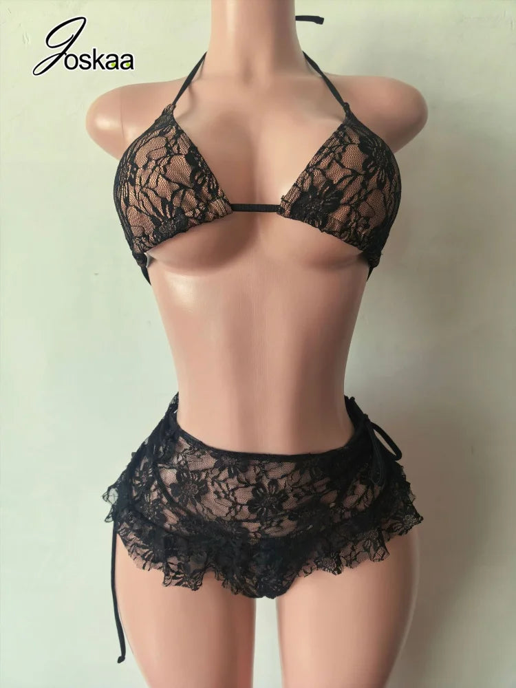 Women's Lace Swimwear Bikini Triangle Tie - Side View