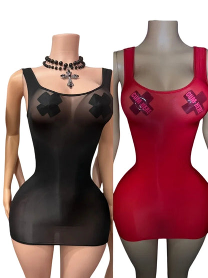 Wholesale Women's Mesh Backless Sleeveless Dress – Women's Fashion Wholesale – Front View
