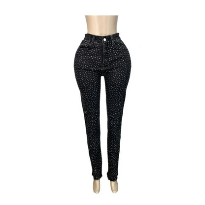 Wholesale Women's Rhinestone Denim Bodycon Pants
