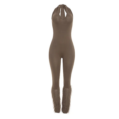 Women's V-neck Halter Sleeveless Bodycon Romper - Additional View 7