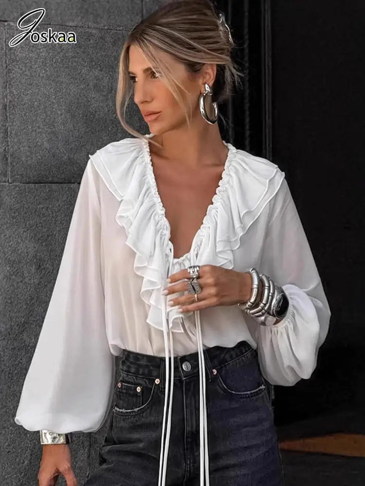 Wholesale Women's White Chiffon Blouse Top – Women's Fashion Wholesale – Front View