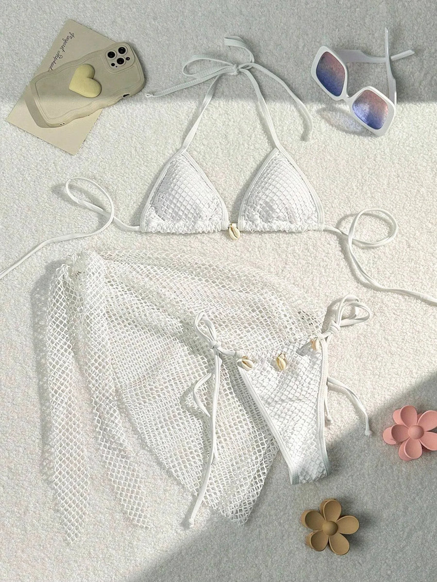 Joskaa Lace Halter Mini Swimwear Piece Bikinis Lace-up - swimwear image 10