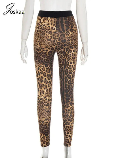 Wholesale Women's Leopard Print High Waist Pants Leopard Print – Detail View