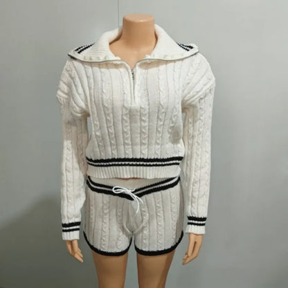 Women's Stripe Knit Long Sleeve Two Piece Set