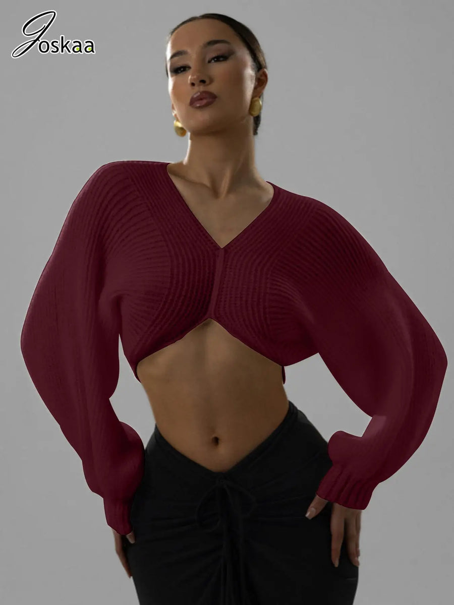 Women's Knit Long Sleeve Ribbed Irregular Knitted Top Coffee – Side View