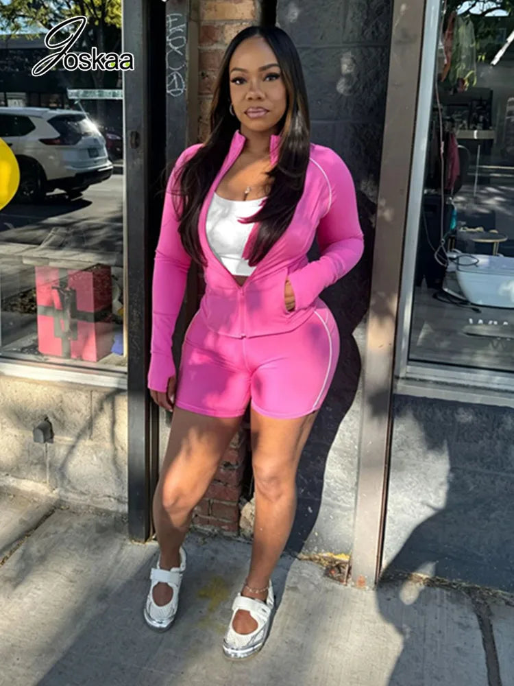 Women's Long Sleeve High Waist Two Piece Set Black – Back View