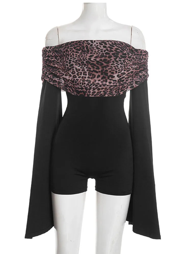 Joskaa Leopard Print Strapless Long Sleeve Bodycon Romper - romper image 5