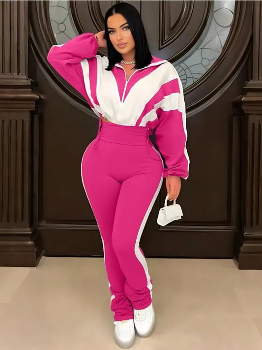 Women's Long Sleeve High Waist Two Piece Set – Women's Fashion Wholesale – Front View