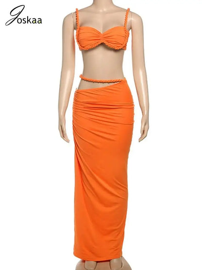 Wholesale Women's Cutout Crop Maxi Two Piece Set Black – Back View