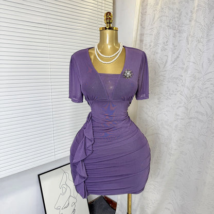 Women's Mesh Ruched Bodycon Mini Dress - Additional View 9