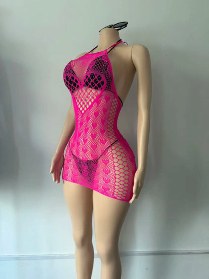 Women's Knit Backless Halter Bodycon Dress