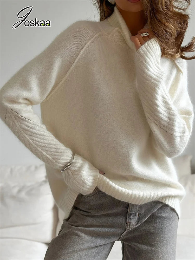 Women's Knit Long Sleeve Ribbed White Knitwear Top – Women's Fashion Wholesale – Front View