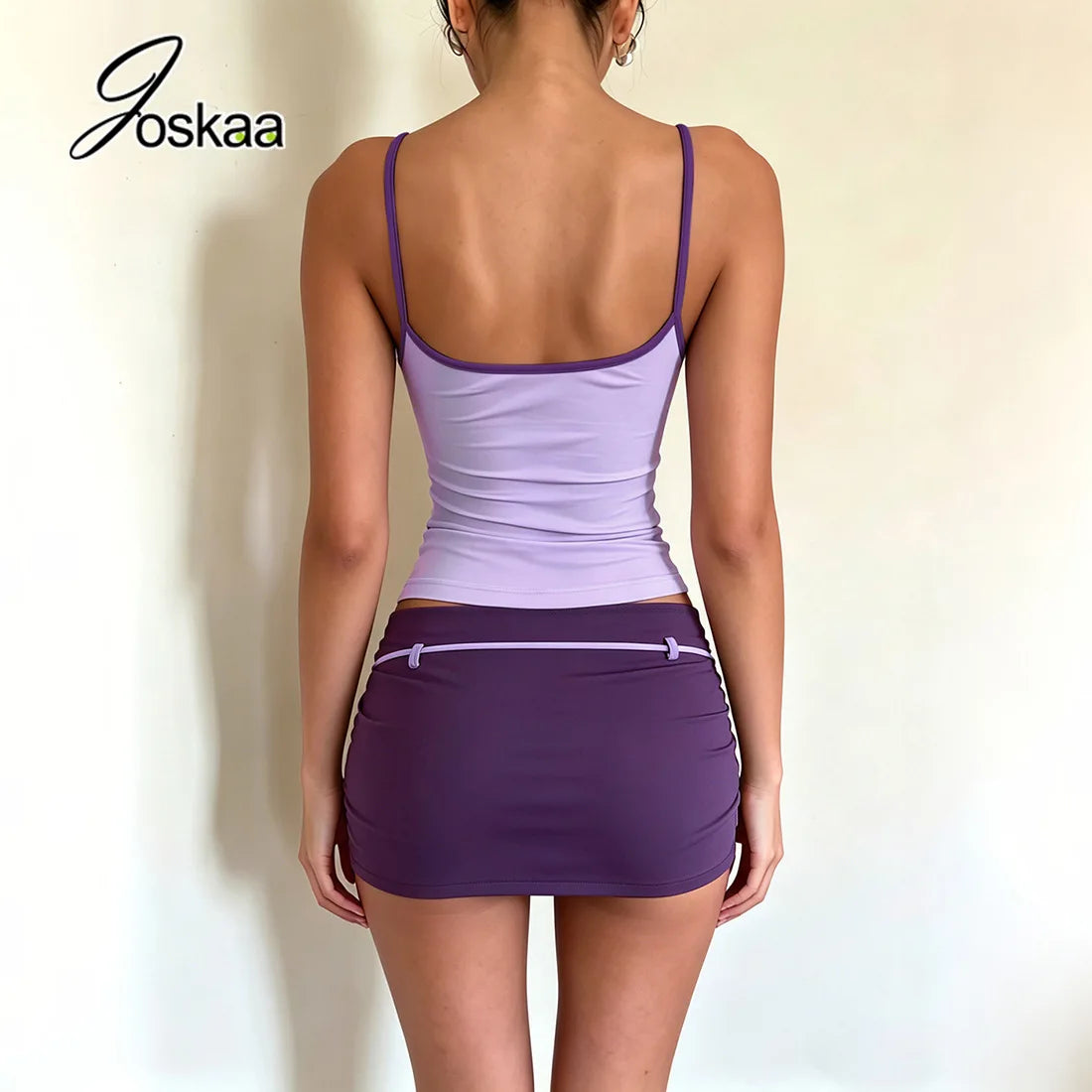 Women's Backless Bodycon Mini Two Piece Set Blue – Side View