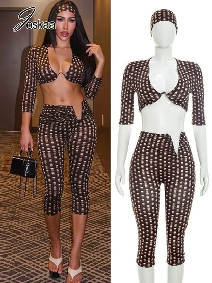 Women's Polka Dot Ruched V-neck High Waist Two Piece Set - Women's Fashion Wholesale - Front View