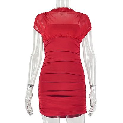 Women's Sleeveless Bodycon Pleated Mini Dress