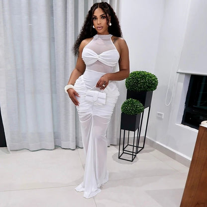Wholesale Women's Mesh Ruched Bodycon Maxi Dress