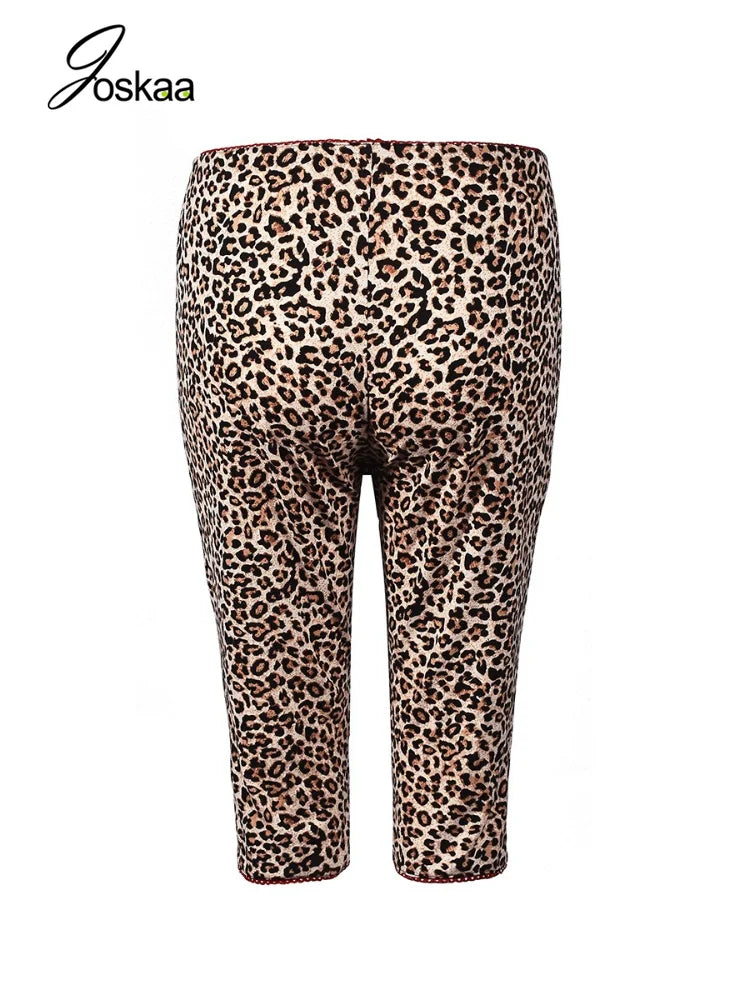 Women's Leopard Print Lace Bodycon Pants - Detail View