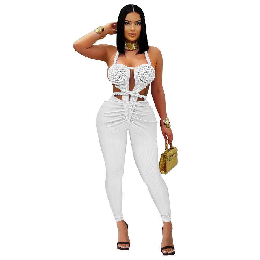 Women's Knit Ruched Backless Cutout Romper