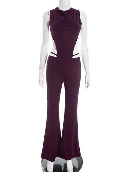 Joskaa Backless Sleeveless Flare Two Piece Set - two piece set image 2