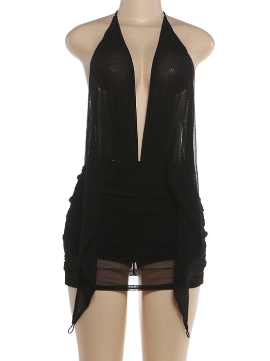 Joskaa Ruched Backless Halter Bodycon Mini Dress - mini dress image 2