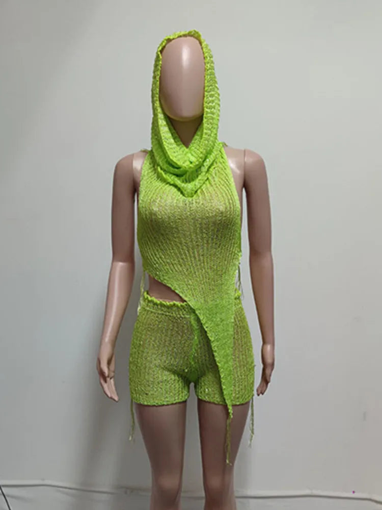 Women's Sequin Knit Backless Two Piece Set