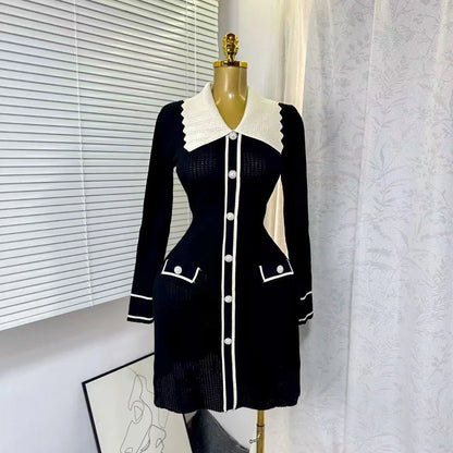 Wholesale Women's Knit Long Sleeve Ribbed Dress