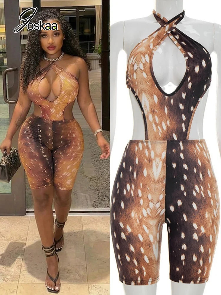 Women's Backless Halter Sleeveless Romper – Women's Fashion Wholesale – Front View